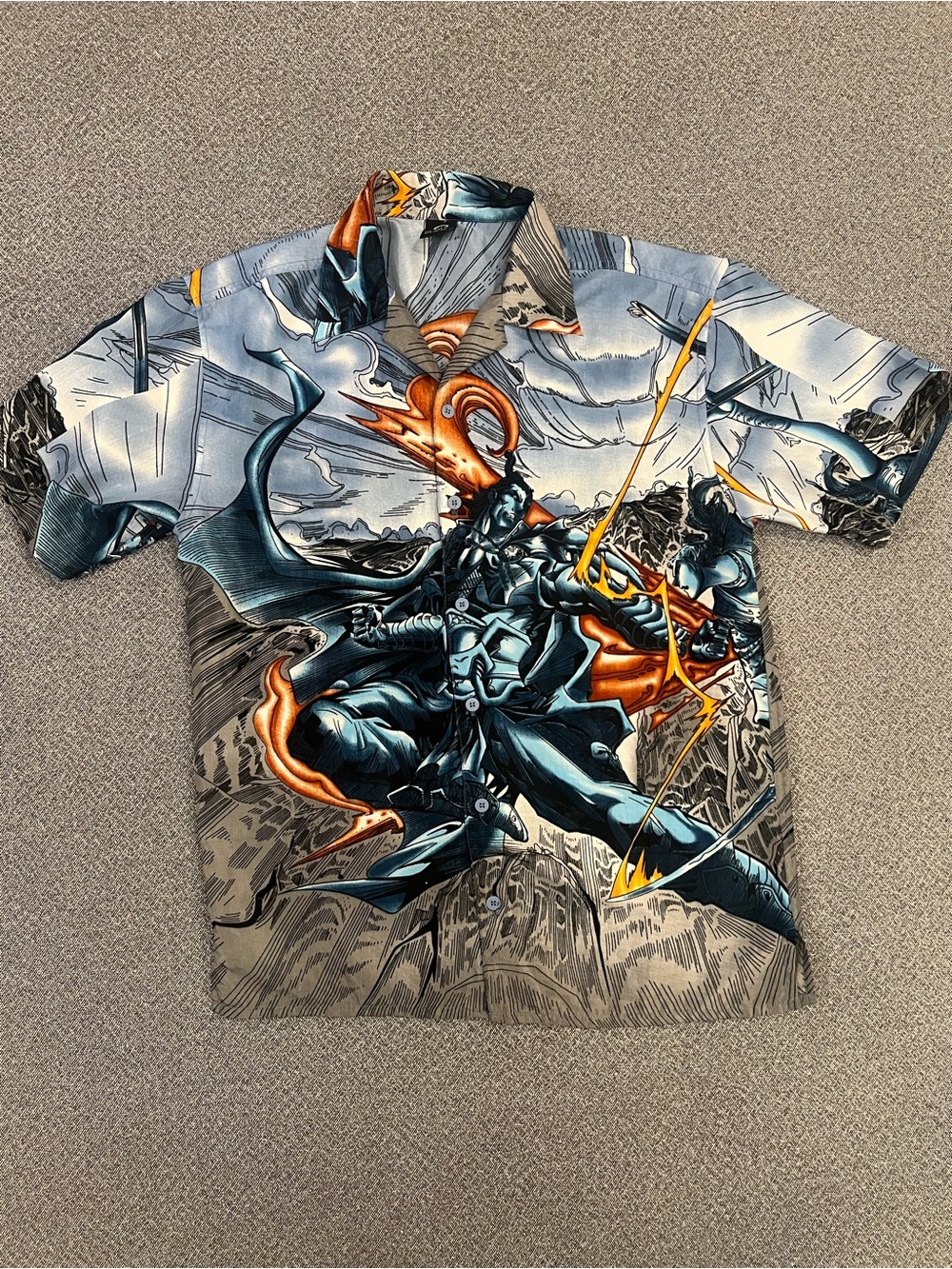Vintage Claudio Nucci Shirt Mens Mediun Blue Y2K Anime Samurai Polyester Skate